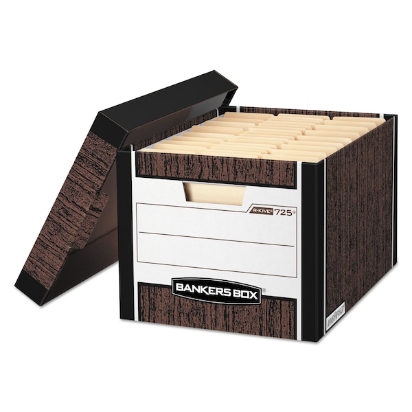 R-KIVE(R) Heavy-Duty Storage Boxes, 12.75" W, 16.5" D, 10.38" H, Lift-Off Lid Closure, Woodgrain